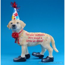 Happy Birthday Yellow Lab Marley Like Dog Figure Statue