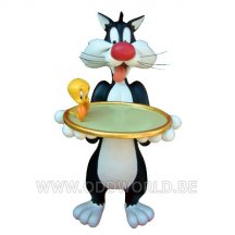Tweety En Sylvester Kelner Ober Levensgroot Horeca Beeld